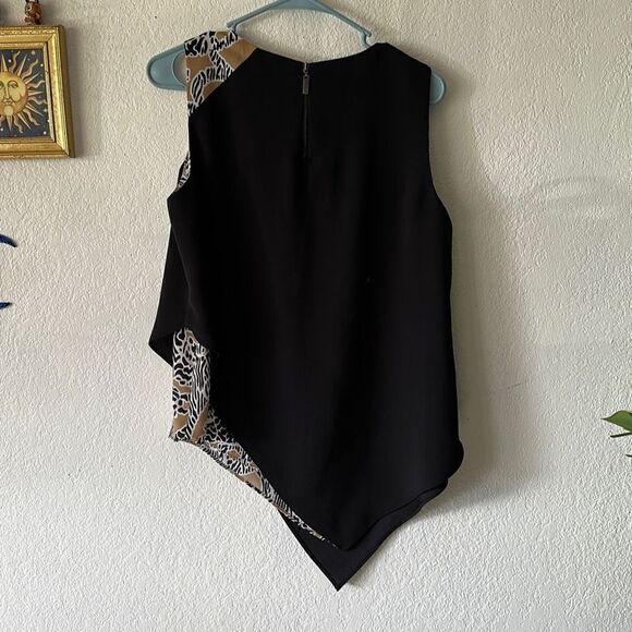 Alfani size 6 black & tan Assymetrical hem blouse - Picture 6 of 6